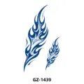 Waterproof herbal juice temporary tattoo sticker with blue flame totem for body art decor. - Flame and Feathers (GZ-1439) / 110*180mm