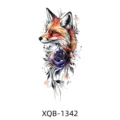 Watercolor fox temporary tattoo sticker, colorful floral arm sticker variant for men and women. - Watercolor Fox Rose Style (XQB-1342)