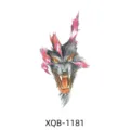 Colorful wolf head temporary tattoo sticker with fierce claw marks, realistic arm art design. - Torn Wolf Head (XQB-1181)