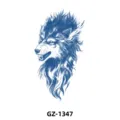 Autocollant de tatouage temporaire tête de loup bleu imperméable longue durée bras art - GZ-1347 / 110*180mm