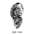 Black and white lion half-arm tattoo sticker with rose and geometric pattern for men and women. - XQB-1266