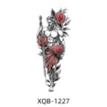 Waterproof temporary tattoo sticker for men and women, Greek god with red roses design. - Mythological Spear Warrior Red Rose Style (XQB-1227)