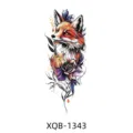 Watercolor fox temporary tattoo sticker with floral design, colorful body art for men and women. - Watercolor Fox Rose Style (XQB-1343)