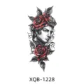 Waterproof temporary tattoo sticker with vintage classical portrait and red roses design for arm. - Vintage Sculpture Bust Red Rose Style (XQB-1228)
