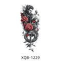Waterproof temporary tattoo sticker for men and women, cool warrior dragon rose arm. - Vintage Warrior Dragon and Red Rose Style (XQB-1229)