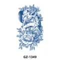 Tatouage temporaire au jus de fruit, design de renard bleu et de fleurs, étanche et durable. - GZ-1349 / 110*180mm