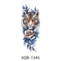 Temporary arm tattoo sticker featuring a fierce tiger and elegant rose in blue and orange. - Tiger Rose Style (XQB-1345)