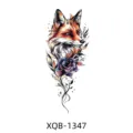 Colorful watercolor fox temporary tattoo sticker with purple rose for arm decoration. - Fox Purple Rose Style (XQB-1347)