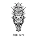 Temporary tattoo sticker featuring fierce wolf head geometric line art and Nordic design. - XQB-1270