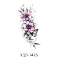 Waterproof temporary tattoo sticker with pink flower and butterfly design, half arm style. - XQB-1426