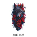 Wolf Red Rose Temporary Tattoo Sticker Half Arm Waterproof Body Art Fake Tattoo Decal - XQB-1427