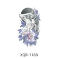 Temporary wolf peony tattoo sticker, colorful floral animal body art variant for men and women. - Wolf and Black Moon Peony (XQB-1188)