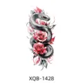 Snake and red rose temporary tattoo sticker, gothic flower arm body art design for party. - XQB-1428