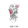 Temporary tattoo sticker featuring a stunning nine tailed fox and red flowers design. - Nine Tailed Fox and Red Flower (XQB-1189)