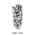 Black and white fox temporary tattoo sticker, sketch flower arm body art design XQB-1429. - XQB-1429