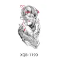 Japanese style temporary arm tattoo sticker featuring demon geisha, dragon and sword design. - Hannya Geisha Dragon (XQB-1190)