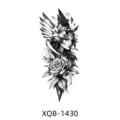 Black and white temporary tattoo sticker featuring woman, rose and wings for body art decoration. - XQB-1430