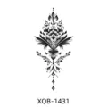 Temporary tattoo sticker featuring a sleek black decorative botanical and geometric design pattern. - XQB-1431