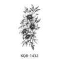 Black and white floral temporary tattoo sticker, elegant flower sketch body art design variant. - XQB-1432