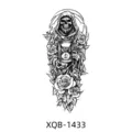 Temporary tattoo sticker black white gothic reaper hourglass roses half arm body art - XQB-1433