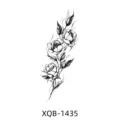 Temporary black floral tattoo sticker, elegant rose line art design for party use. - XQB-1435