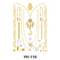 Adesivo per tatuaggio temporaneo metallico oro argento lucido impermeabile body art - YH-110 / 210*148mm