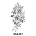 Adesivo per tatuaggio di fiori in bianco e nero, schizzo floreale braccio temporaneo. - XQB-587