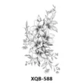 Adesivo per tatuaggio floreale in bianco e nero con design dettagliato di schizzo botanico. - XQB-588