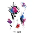Foglio di adesivi per tatuaggi temporanei con teschio floreale ad acquerello - TH-723