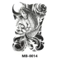 Grande tatuaggio temporaneo con carpa koi per la schiena, adesivo impermeabile per il corpo. - Koi & Loto (MB-0014)