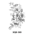 Adesivo per tatuaggio floreale in bianco e nero variante, mezzo braccio schizzo di fiori botanici. - XQB-589