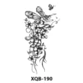 Temporary tattoo sticker black and white fairy floral design waterproof body art sticker - Fairy Flowers and Birds (XQB-190)