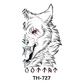 Adesivo per tatuaggio temporaneo con trasferimento d'acqua con testa di lupo e occhi blu. - TH-727