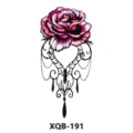 Temporary tattoo sticker featuring a vibrant pink rose and elegant black hanging jewelry design. - Rose Pendant Pattern (XQB-191)