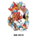 Adesivo per tatuaggio temporaneo impermeabile per schiena con carpa koi rosa - Koi, Teschio & Onde (MB-0018)