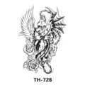 Adesivo per tatuaggio braccio nero a trasferimento d'acqua con croce ali e rosa modello TH-728 - TH-728