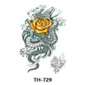 Tatuaggio temporaneo con serpente e rosa gialla per braccio, adesivo artistico corporeo. - TH-729