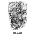 Grande adesivo per tatuaggio temporaneo schiena intera con guerriero e lupo impermeabile - Dio Generale & Lupo (MB-0019)