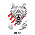 Adesivo per tatuaggio temporaneo a trasferimento d'acqua con design di lupo e serpente. - TH-731