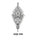 Tatuaggio temporaneo fiore di loto nero e bianco adesivo design mandala geometrico arte corpo - XQB-598