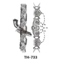 Adesivo tatuaggio temporaneo pizzo nero pistola design impermeabile arte corporea moda chic. - TH-733