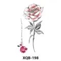Waterproof temporary tattoo sticker with pink rose and elegant script design for body art. - Rose Text Vine (XQB-198)