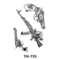 Adesivo tatuaggio temporaneo pistola nera rosa teschio design arte corporea impermeabile - TH-735