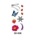 Tatouage temporaire 3D autocollant imperméable papillon libellule coccinelle fleur feuille - 3D-038