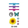 Autocollant de tatouage temporaire 3D imperméable avec motifs de papillon ruban et tournesol. - 3D-040