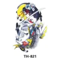Autocollant Tatouage Temporaire Étanche Géisha Japonaise Poisson Koi Pour Bras Corps - TH-821 / 210*148mm