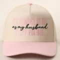 Chique geborduurde honkbalpet met grappige slogan en contrastrand, casual verstelbare pet. - Grappige Slogan Vijf-Panel Pet (M-0803) / Roze Kleurblok