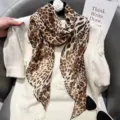 Leopard print silk scarf long hair band stylish neck wrap versatile fashion accessory women - Classic Leopard Silk Scarf