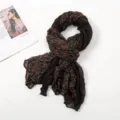 Floral wrinkled gauze scarf for women, lightweight spring and autumn fashion accessory. - Floral Pleated Style 1 Black
