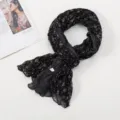 Black floral pleated scarf for women, lightweight vintage chic neck wrap and elegant shawl. - Floral Pleated Style 5 Black